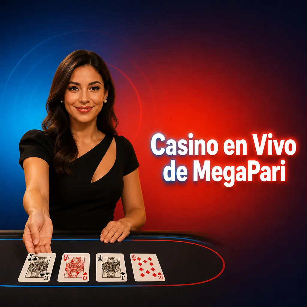 Mesa de casino en vivo de MegaPari con croupier real, ruleta y blackjack transmitidos en HD las 24 horas