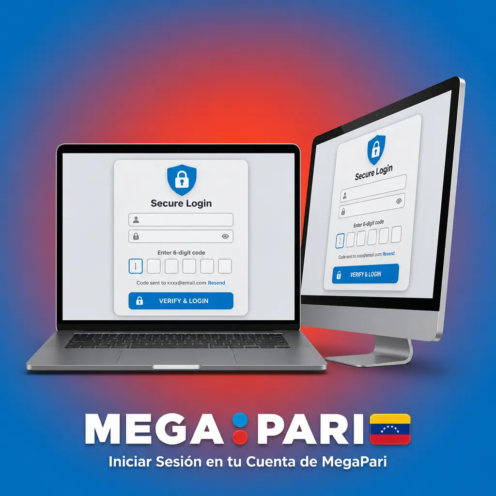 Pantalla de inicio de sesión en MegaPari con campos de correo, contraseña y botón para acceder a la cuenta
