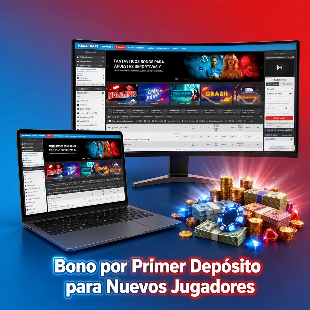 Bono de bienvenida MegaPari: 100% primer depósito hasta 500 USD con giros gratis o 265 USD en apuestas deportivas
