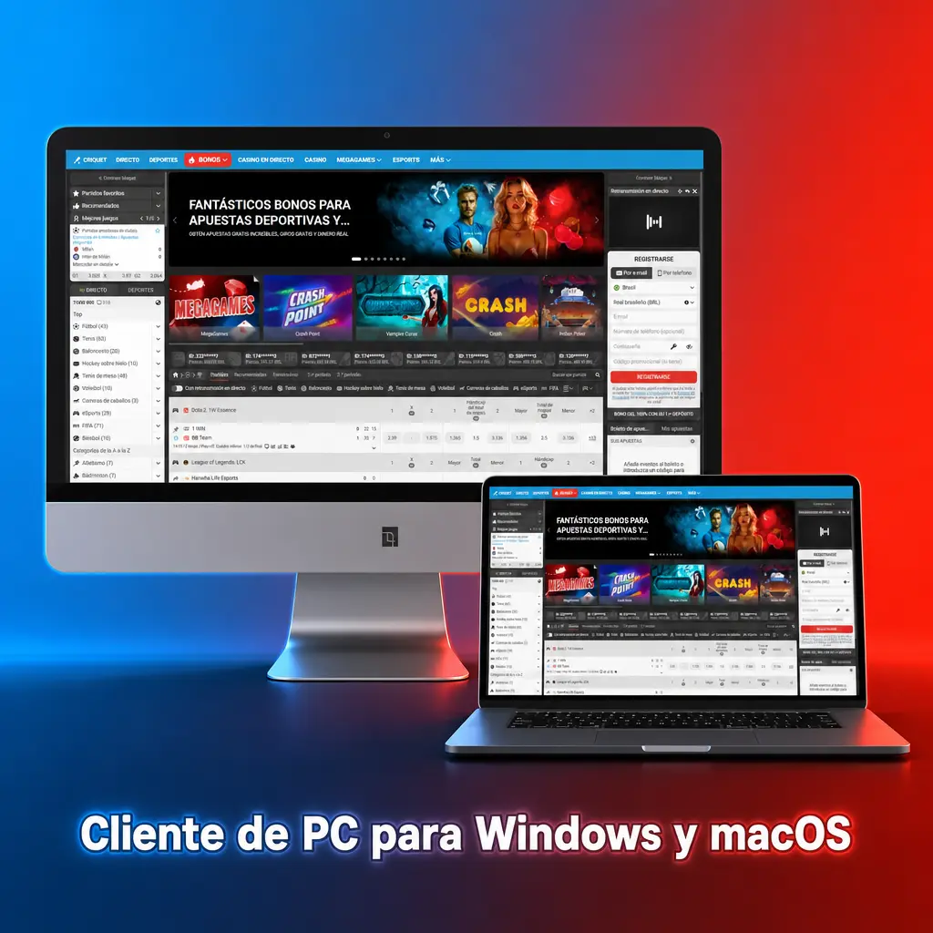 Acceso a MegaPari desde navegador web en PC con Windows y macOS sin necesidad de app de escritorio