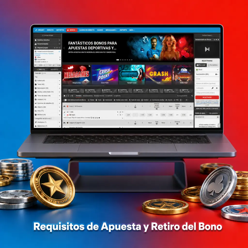 Requisitos de apuesta y retiro de bonos en MegaPari: condiciones para bono deportivo, casino y giros gratis