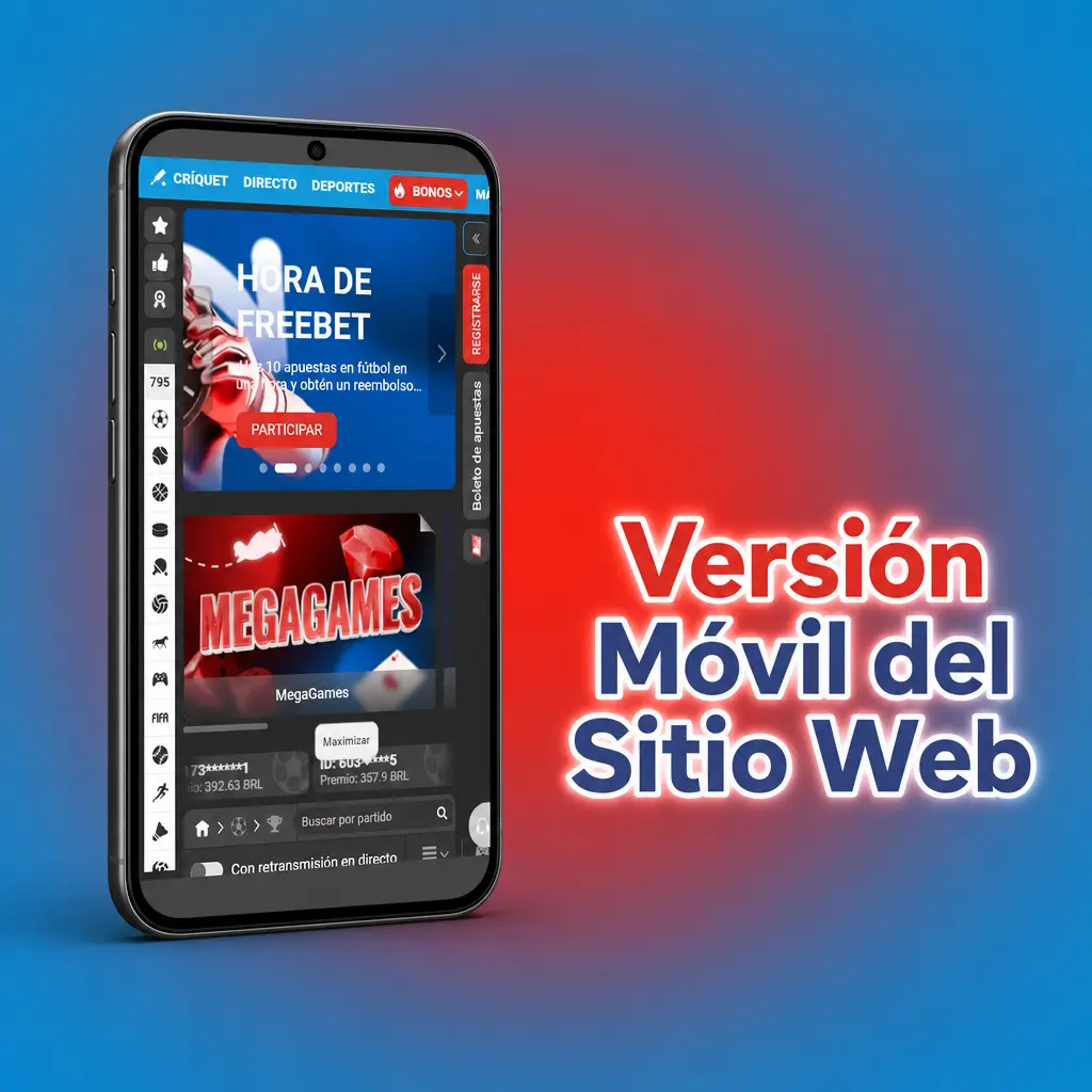 Versión móvil de MegaPari adaptada a smartphones y tablets con acceso completo a apuestas, casino y pagos desde el navegador
