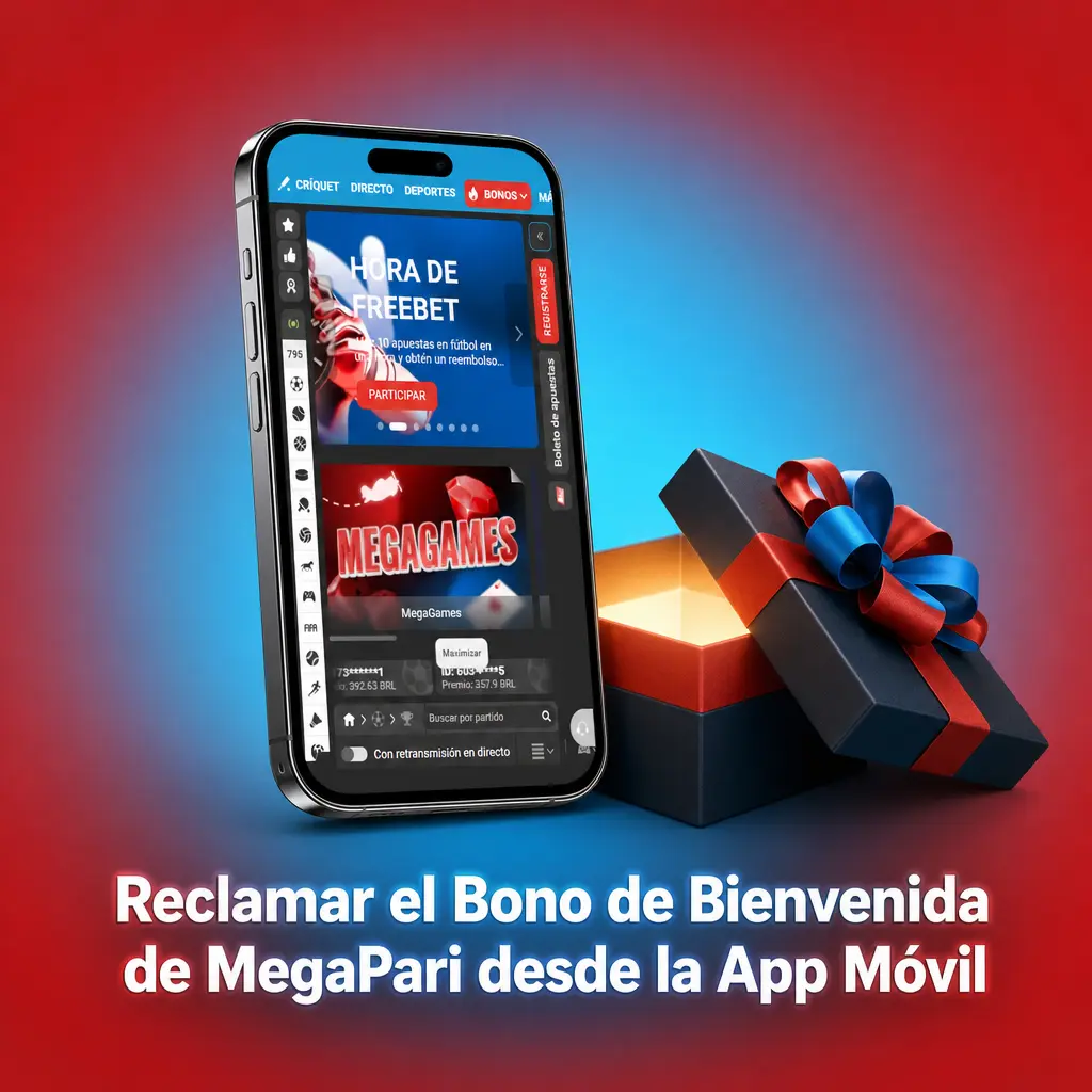 App móvil de MegaPari para reclamar bono de bienvenida en iOS y Android con depósito y registro